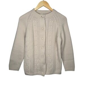 Vintage Cream Knit Sweater Cardigan Made in Korea Women's Size S Grandmacore EUC